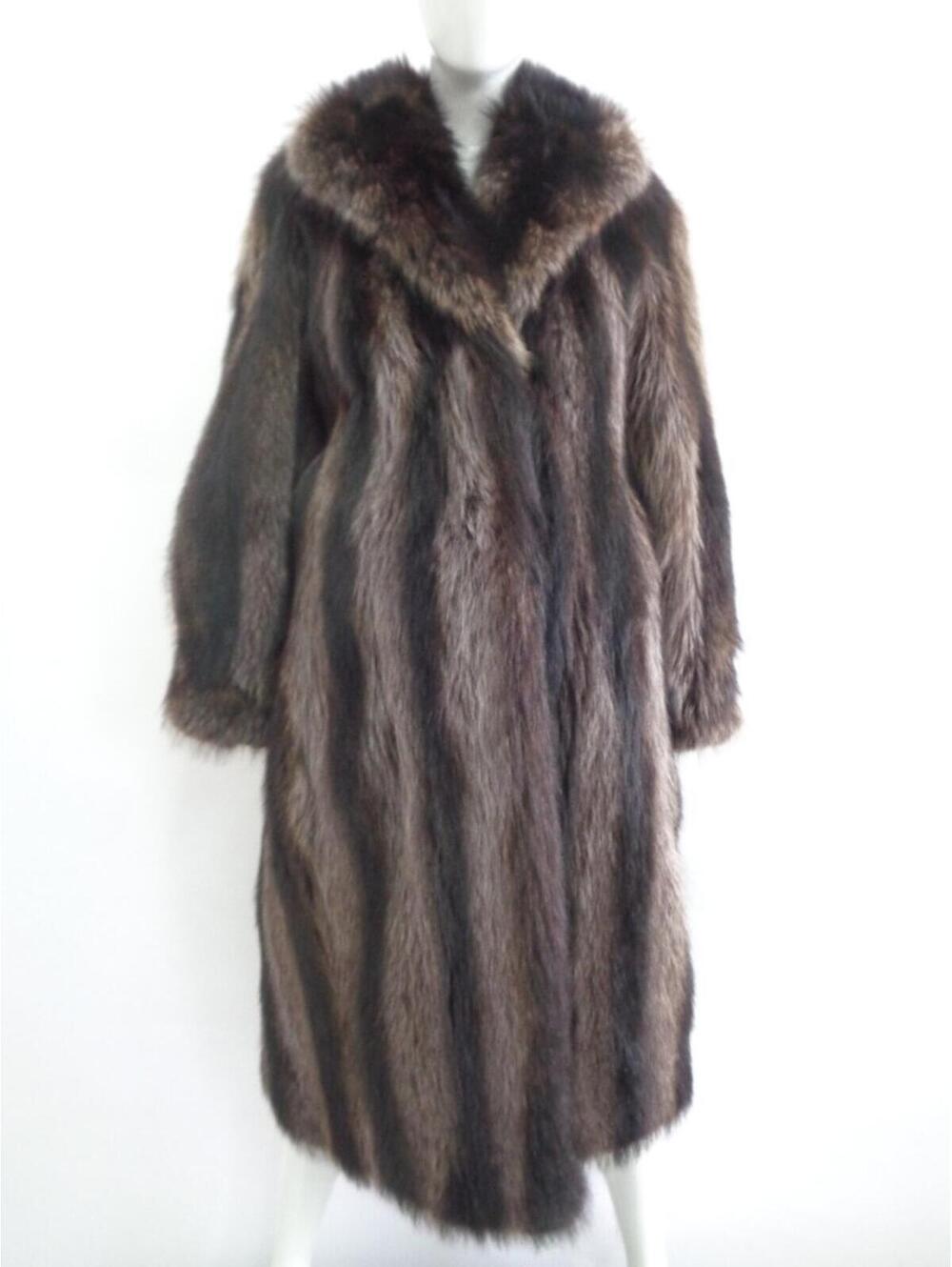 SHOWROOM NEW NATURAL RACCOON RACOON FUR COAT JACKET WOMEN WOMAN SZ 4 SMALL
